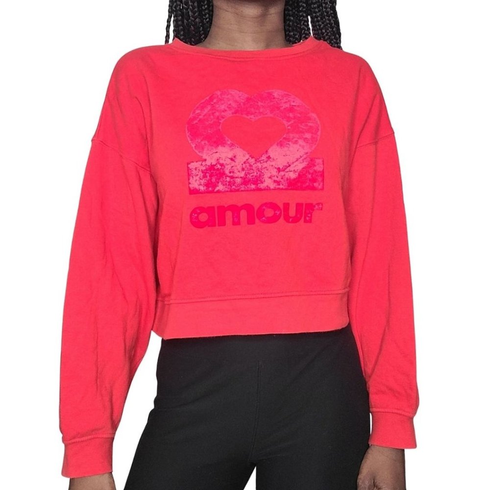 H&M Red Amour Cropped Sweater